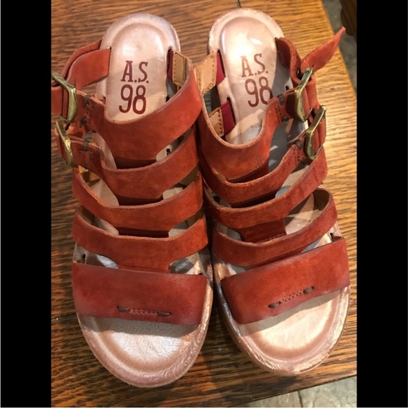 *SOLD* Free People x A.S.98/AS98 leather wedge platform sandals with buckles - Picture 6 of 14